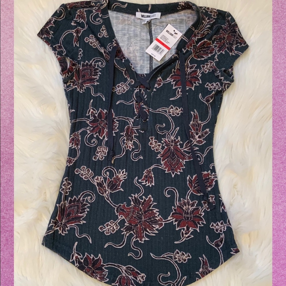 William Rast Phoebe Mali Lace Up Shirt NWT XS
